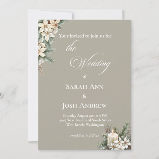 Winter bruiloft thema bruiloft uitnodiging (Voorkant)