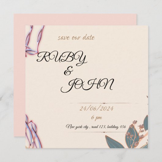 Winter bruiloft uitnodiging (Voorkant / Achterkant)