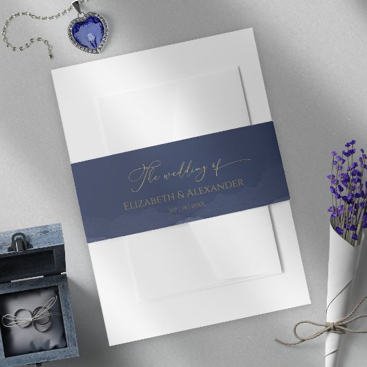 Winter bruiloft uitnodiging buik band verguld uitnodigingen wikkel