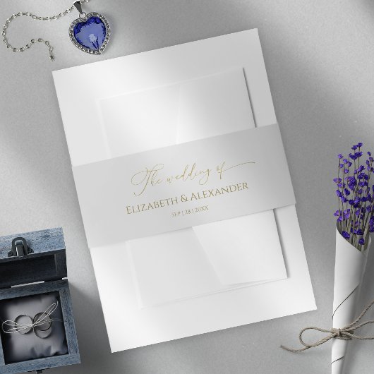 Winter bruiloft uitnodiging buik band verguld uitnodigingen wikkel