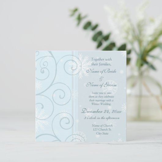 Winter bruiloft uitnodiging fotokaarten (Staand voorkant)