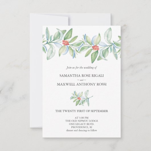 Winter bruiloft uitnodiging met QR-code (Voorkant)