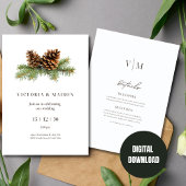 Winter bruiloft uitnodiging minimalistische kerst