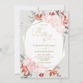 Winter bruiloft uitnodiging vergulde Waterverf Blo (Voorkant)