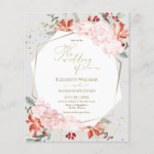 Winter bruiloft uitnodiging vergulde Waterverf Blo (Voorkant)