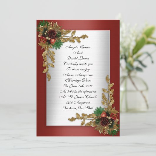 Winter bruiloft Vakantie stijl Kaart (Staand voorkant)