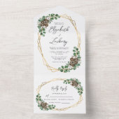 Winter Bruiloft Waterverf Groene Script All In One Uitnodiging (Binnen)