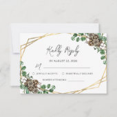 Winter Bruiloft Waterverf Groene Script RSVP Kaartje (Voorkant)