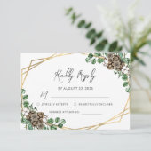 Winter Bruiloft Waterverf Groene Script RSVP Kaartje (Staand voorkant)
