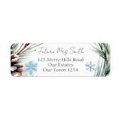 Winter bruiloft waterverf sneeuwdennen adreslabel etiket (Voorkant)