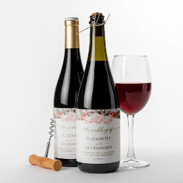 Winter Bruiloft Wijnlabel Waterverf verguld Script Wijn Etiket