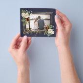 Winter Bruiloft Witte Rozen Goud Stof Blauw Flyer (Hand)