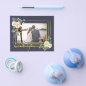 Winter Bruiloft Witte Rozen Goud Stof Blauw Flyer (Enkel)
