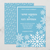 Winter bruiloft witte sneeuwvlokken op turquoise i kaart (Voorkant / Achterkant)