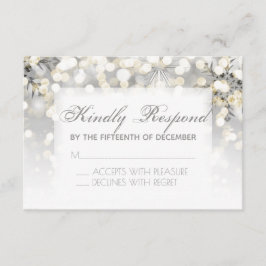 Winter Bruiloft Zilver en Gouden Sparkle RSVP Kaartje