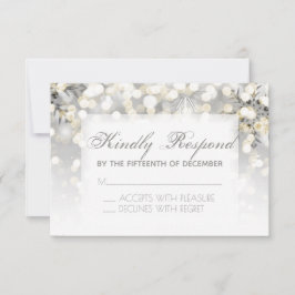 Winter Bruiloft Zilver en Gouden Sparkle RSVP Kaartje