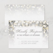 Winter Bruiloft Zilver en Gouden Sparkle RSVP Kaartje (Voorkant / Achterkant)