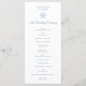 Winter Bruiloft Zilveren Blauwe Sneeuwvlok Rackcar Programmakaart (Achterkant)