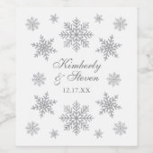 Winter bruiloft zilveren sneeuwvlok wijn etiket (Enkel label)