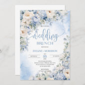 Winter bruiloftsbrunch met stoffige blauwe en ivoo kaart (Voorkant / Achterkant)