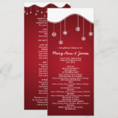 Winter Bruiloftsprogramma Sneeuwvlok Decoratie Roo Programmakaart (Voorkant / Achterkant)