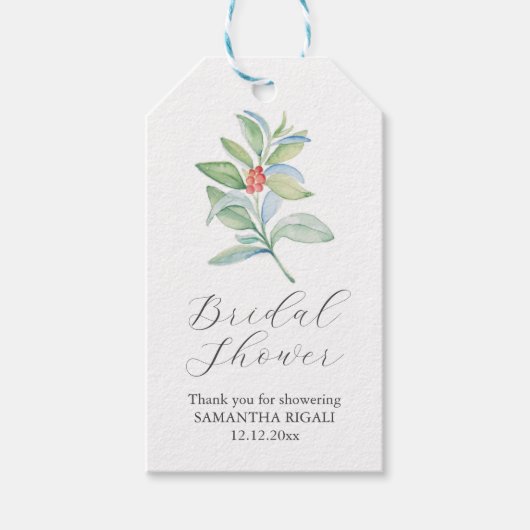Winter Bruiloftsshower Favor Tag – Groenelementen Cadeaulabel (Voorkant)