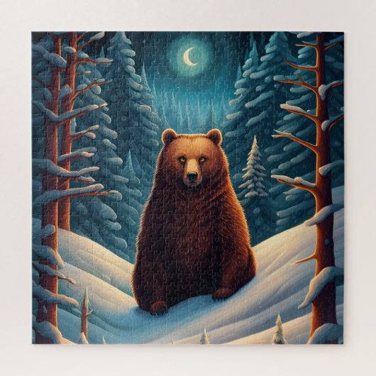 Winter Bruin Beer Puzzel Legpuzzel (Verticaal)
