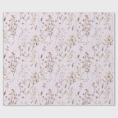 Winter Bruin  Bloemen en Bladeren Patroon Cadeaupapier (Vlak)