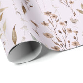 Winter Bruin  Bloemen en Bladeren Patroon Cadeaupapier (Rol Hoek)