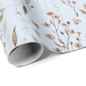 Winter Bruin Bloemen en Bladeren Patroon Cadeaupapier (Rol Hoek)