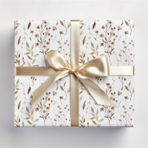 Winter Bruine Mooie Bloemen en Bladeren Patroon