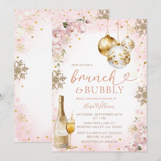 Winter Brunch en Bubble Champagne Vrijgezellenfees Kaart (Voorkant / Achterkant)