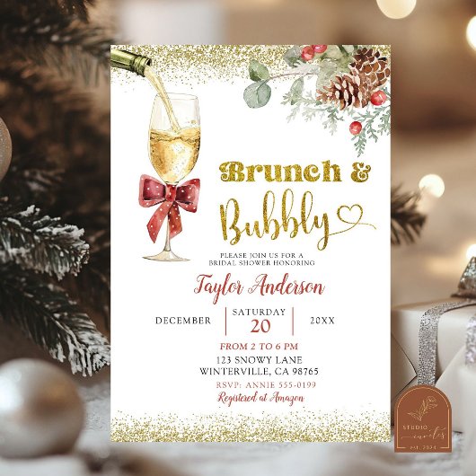 Winter Brunch en Bubble Champagne Vrijgezellenfees Kaart