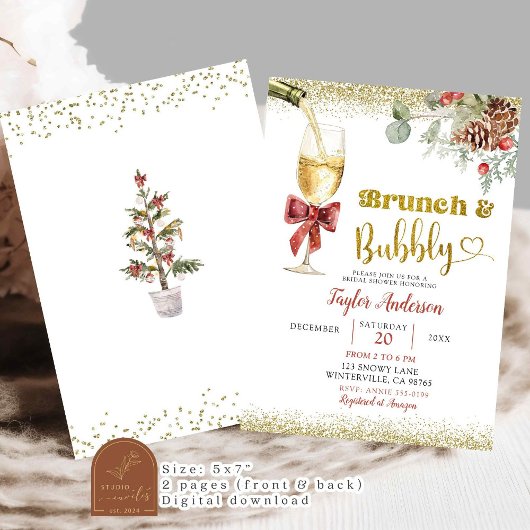 Winter Brunch en Bubble Champagne Vrijgezellenfees Kaart
