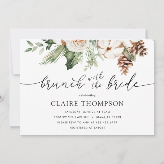 Winter Brunch met de Bride Shower Evergreen Kaart (Voorkant)