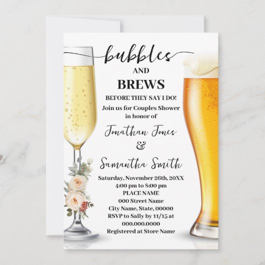 Winter Bubbles & Brews Before I do Shower Kaart (Voorkant)