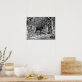 Winter Buck B/W Poster (Keuken)