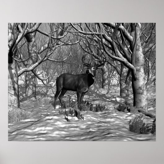 Winter Buck B/W Poster (Voorkant)