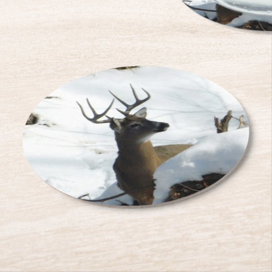 Winter Buck-Onderzetter Ronde Kartonnen Onderzetter (Gebogen)