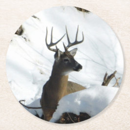 Winter Buck-Onderzetter Ronde Kartonnen Onderzetter