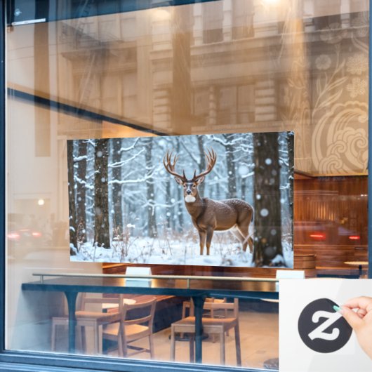 Winter Buck Window Cling Raamsticker (Cafe Raam)