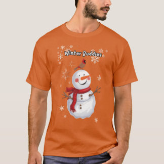 Winter Buddies sneeuwman en vogel cadeau T-shirt