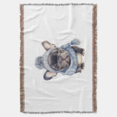 Winter Bulldog Baby in Blue Cap and Scarf  Deken (Voorkant Verticaal)