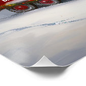 Winter Bulldog Caravaan Kerstavontuur  Perfect Poster (Hoek)