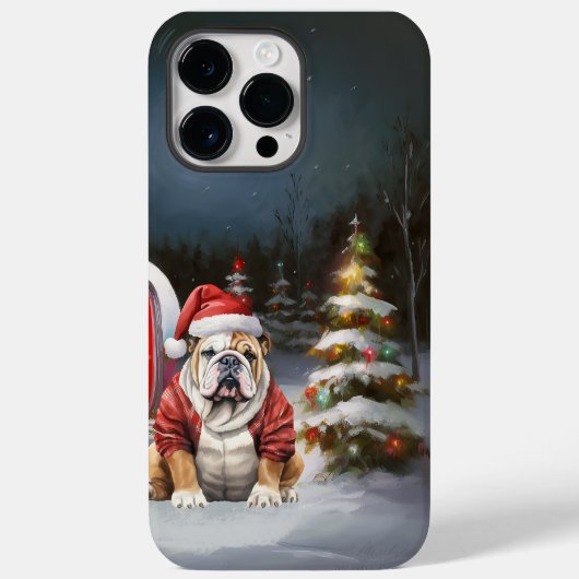 Winter Bulldog Caravan Kerstavontuur Case-Mate iPhone Case (Achterkant)