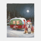 Winter Bulldog Caravan Kerstavontuur Fleece Deken (Voorkant)