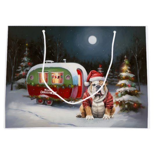 Winter Bulldog Caravan Kerstavontuur Groot Cadeauzakje (Voorkant)