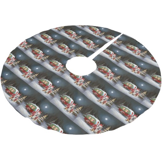 Winter Bulldog Caravan Kerstavontuur Kerstboom Rok (Gekanteld)