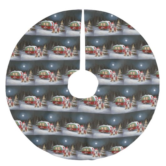 Winter Bulldog Caravan Kerstavontuur Kerstboom Rok (Voorkant)