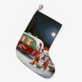 Winter Bulldog Caravan Kerstavontuur Kleine Kerstsok (Voorkant (Hangend))